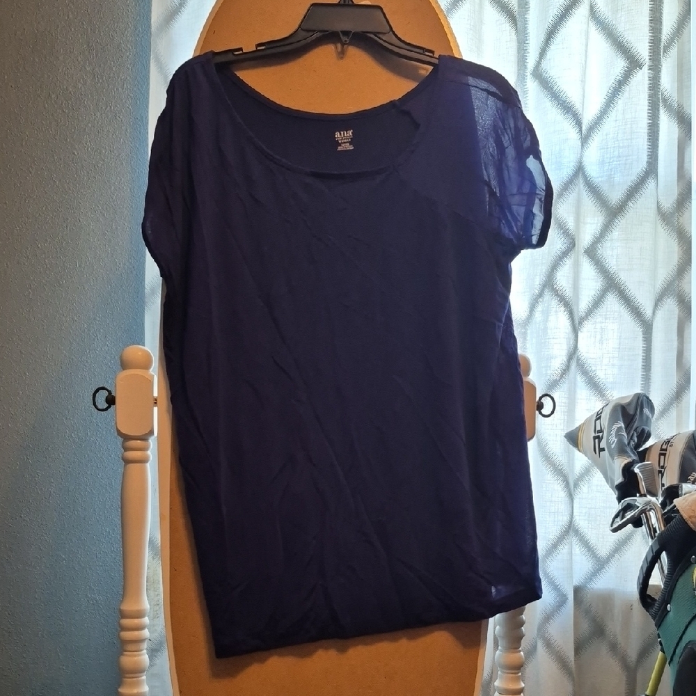 a.n.a Deep Blue Long Sleeve Women's Top